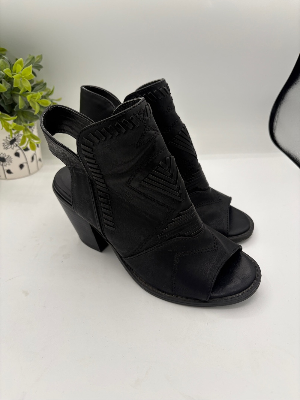 Black Open-Toe Slingback Heeled Mules